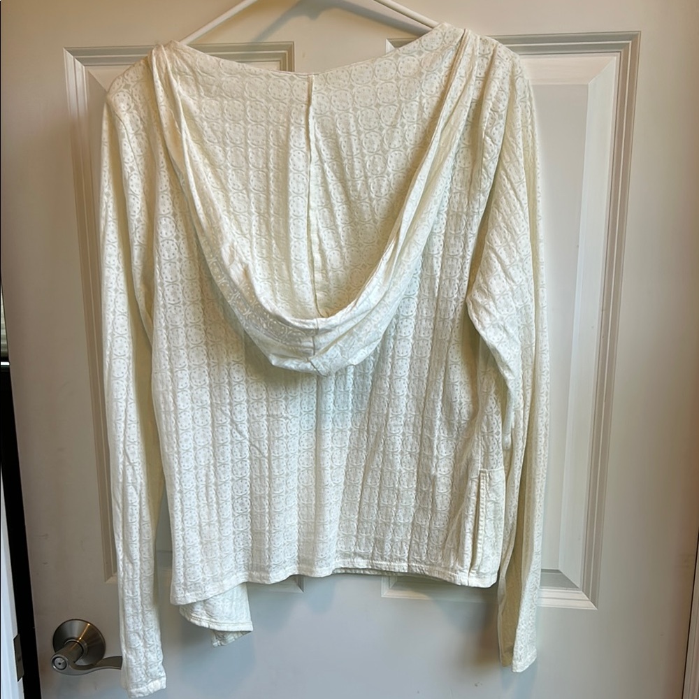 Lilka Hooded Off-White Textured Long Sleeve Top - Picture 2 of 3